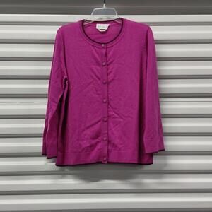 Kate Spade Womens Cardigan Sweater XXL Pink Silk Blend Quiet Luxury Office Chic